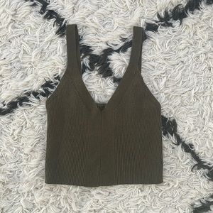 Madewell Cropped Sweater Tank - olive green